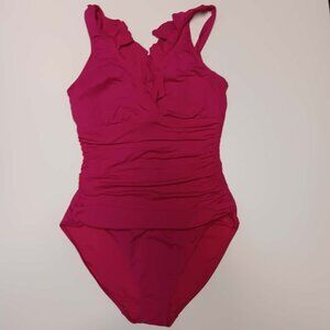 Lauren Ralph Lauren Beach Club Surplice Solid Ruffle One-Piece